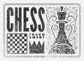 Chess tournament typographical vintage grunge style poster design. Retro vector illustration. Royalty Free Stock Photo